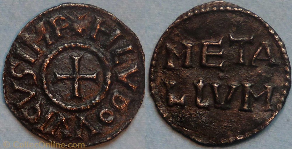 Louis le Pieux (denier, Melle) monnaie france a carolingienne louis le pieux denier melle