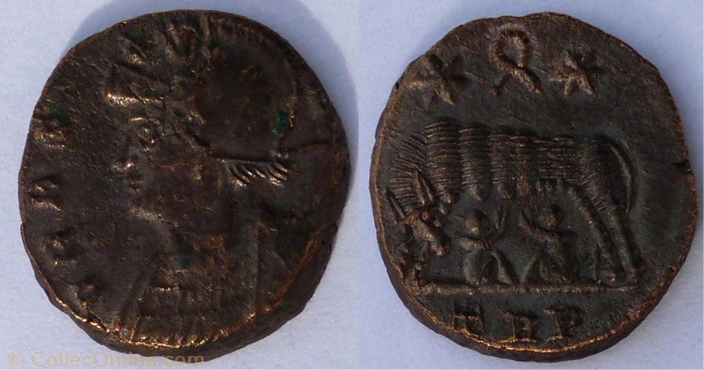 RIC.553 Rome (AE3, Trèves, couronne, TRP) monnaie antique av jc ap romaine ric 553 rome ae3 treves couronne trp