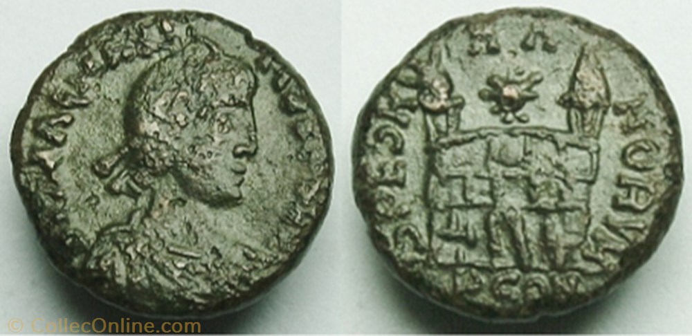 RIC.29a Magnus Maximus (AE4, Spes Romanorvm, Arles) monnaie antique av jc ap romaine ric 29a magnus maximus ae4 spes romanorvm arles
