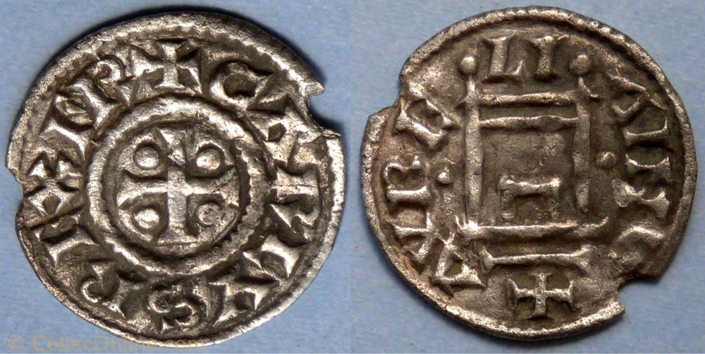 Charles le Chauve (denier à la porte, Orléans) monnaie france carolingienne charles le chauve denier a la porte orleans