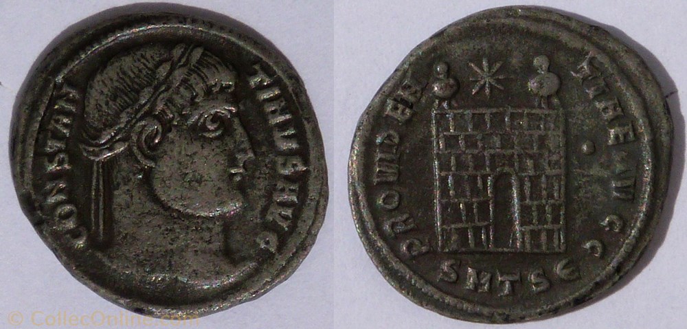 RIC.225 Constantin I (AE3, Providentiae Avgg, Thessalonique) monnaie antique jc ap romaine ric 225 constantin i ae3 providentiae avgg thessalonique
