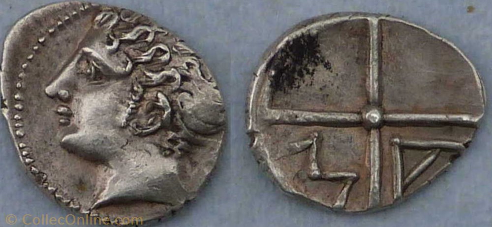 Marseille, obole tête à gauche monnaie antique av jc ap grecque marseille obole tete a gauche