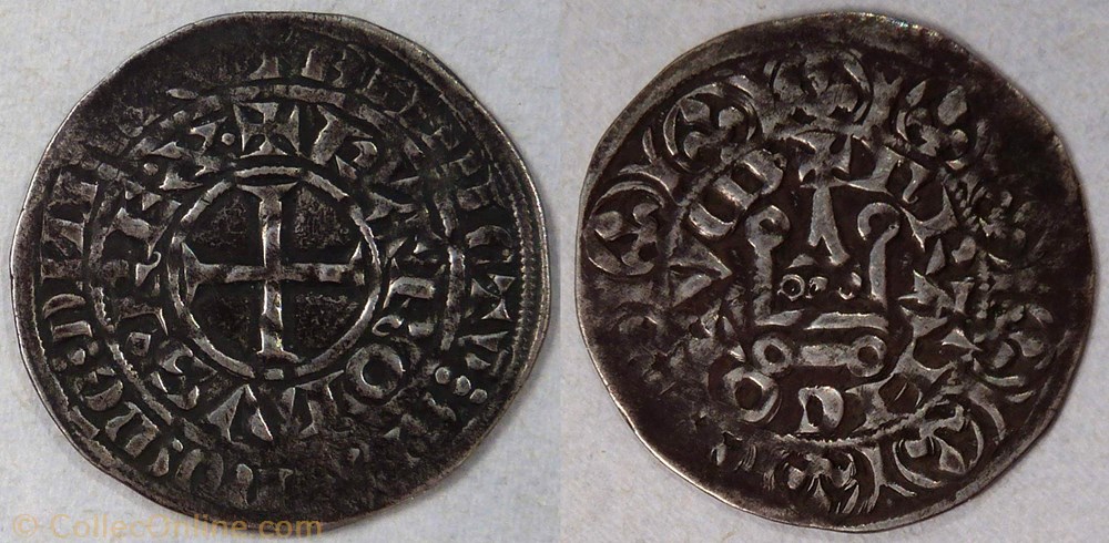 Charles IV (maille blanche, 3ème émission) monnaie france royale charles iv maille blanche 3eme emission