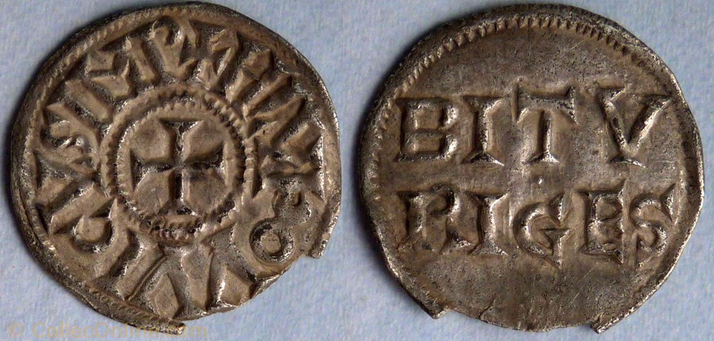 Louis le Pieux (denier, Bourges) monnaie france a carolingienne louis le pieux denier bourges