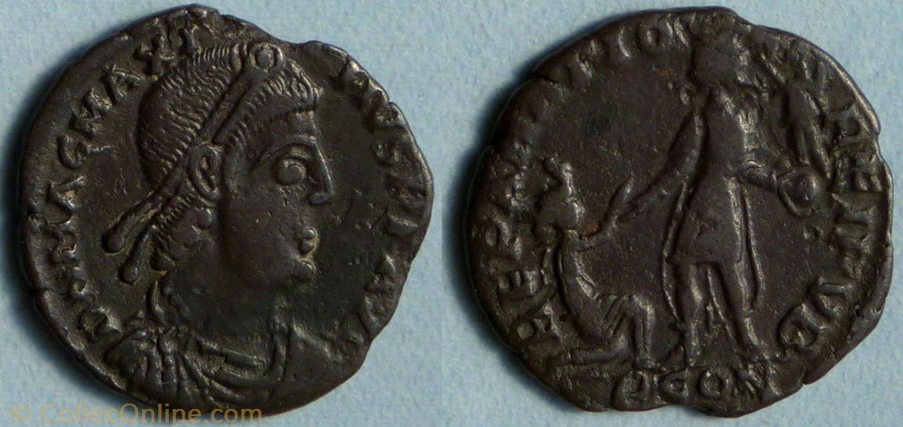 RIC.26a1 Magnus Maximus (AE2, Reparatio Reipvb) monnaie antique av jc ap romaine ric 26a1 magnus maximus ae2 reparatio reipvb