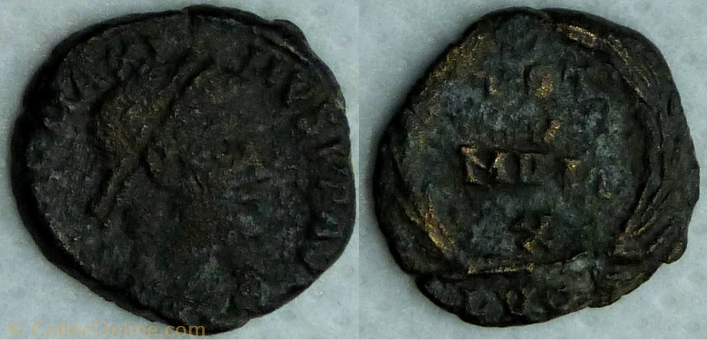RIC.35 Magnus Maximus (AE4, Vot V Mvlt X) monnaie antique av jc ap romaine ric 35 magnus maximus ae4 vot v mvlt x