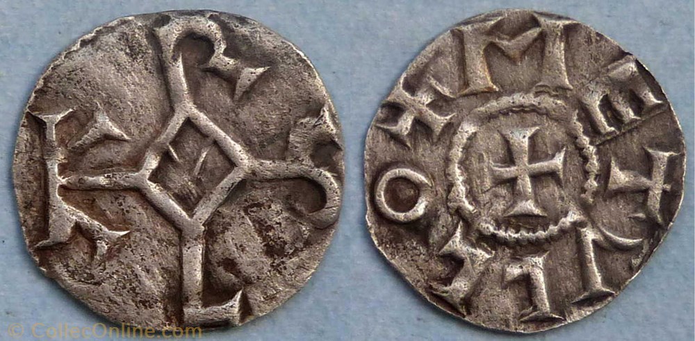 Charles le Chauve (obole, Melle) monnaie france carolingienne charles le chauve obole melle