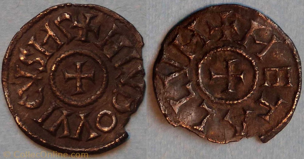 Louis le Pieux (obole, Melle) monnaie france a carolingienne louis le pieux obole melle