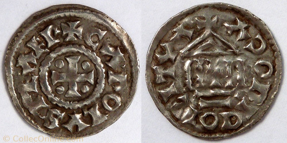 Charles le Chauve (denier, Auxerre) monnaie france carolingienne charles le chauve denier auxerre