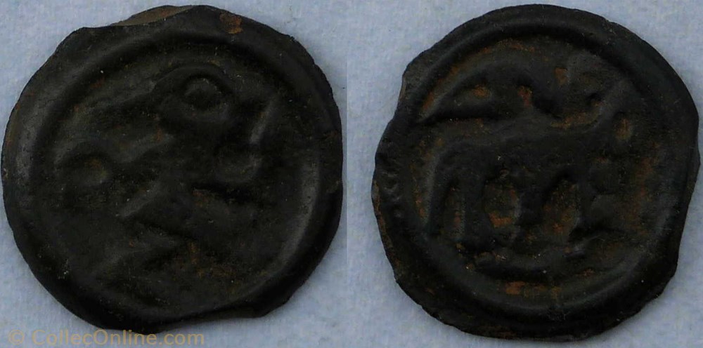 Rèmes, potin au guerrier courant à la natte monnaie antique av jc ap gauloise remes potin au guerrier courant a la natte