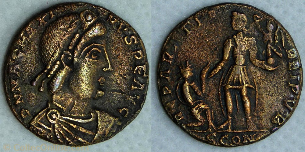 RIC.26a2 Magnus Maximus (AE2, Reparatio Reipvb) monnaie antique av jc ap romaine ric 26a2 magnus maximus ae2 reparatio reipvb