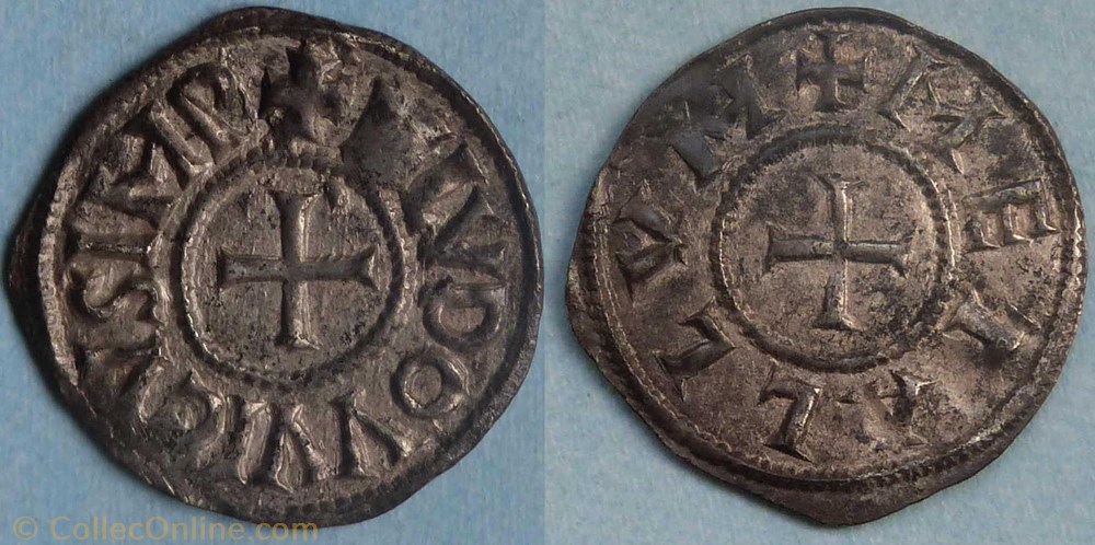 Louis le Pieux (denier, Melle) monnaie france a carolingienne louis le pieux denier melle