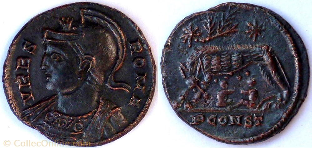 RIC.368 Rome (AE3, Arles, rameau, PCONST) monnaie antique av jc ap romaine ric 368 rome ae3 arles rameau pconst