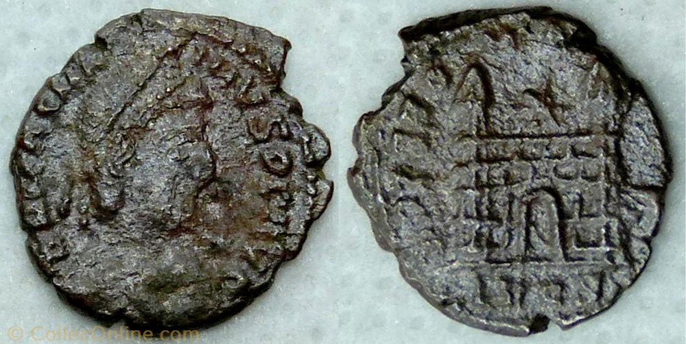 RIC.36a Magnus Maximus (AE4, Spes Romanorvm, Lyon) monnaie antique av jc ap romaine ric 36a magnus maximus ae4 spes romanorvm lyon