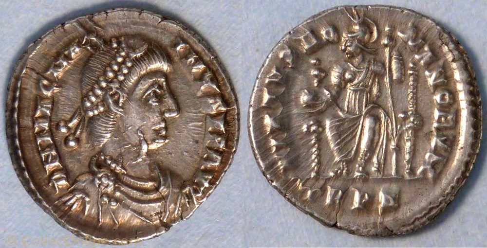RIC.84b Magnus Maximus (silique, Virtvs Romanorvm) monnaie antique av jc ap romaine ric 84b magnus maximus silique virtvs romanorvm