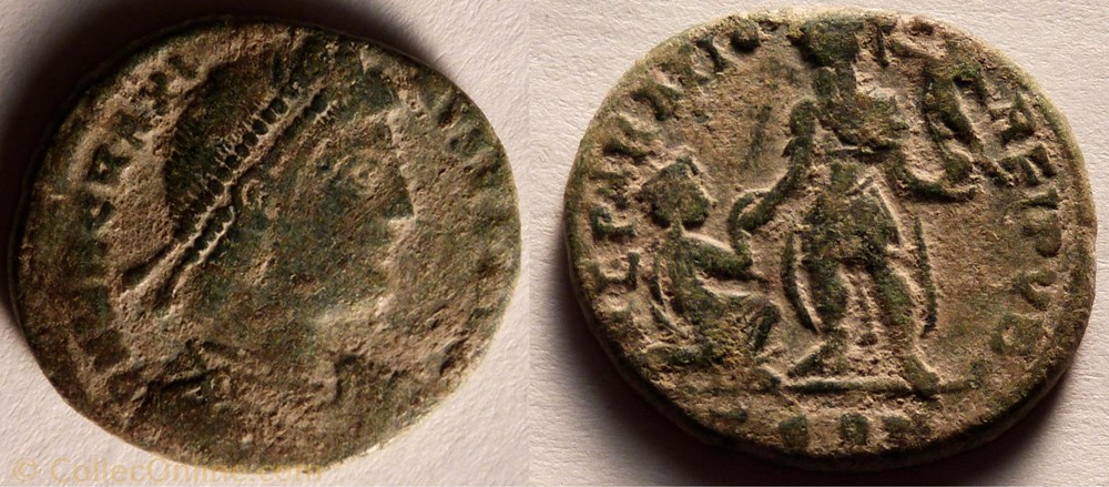 RIC.26a3 Magnus Maximus (AE2, Reparatio Reipvb) monnaie antique av jc ap romaine ric 26a3 magnus maximus ae2 reparatio reipvb