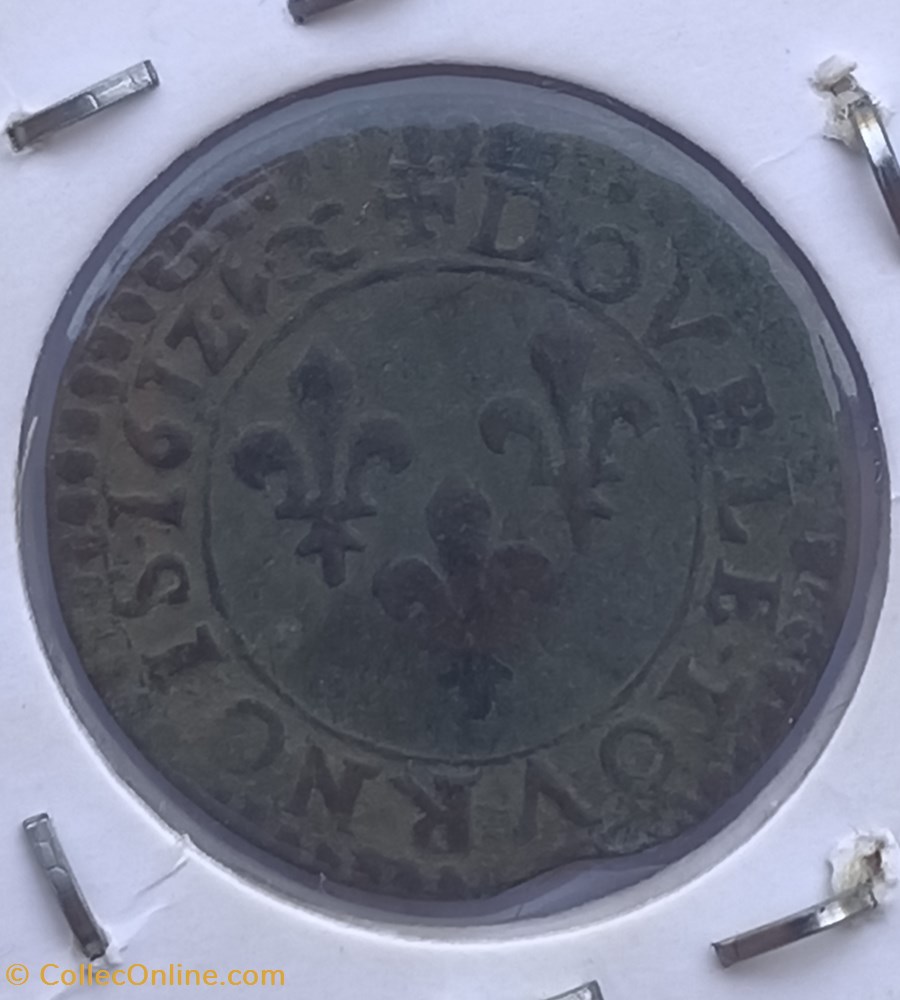 LOUIS XIII LE JUSTE Double tournois 1612 Aix-en-Provence monnaies france royales louis xiii le juste double tournois 1612 aix en provence