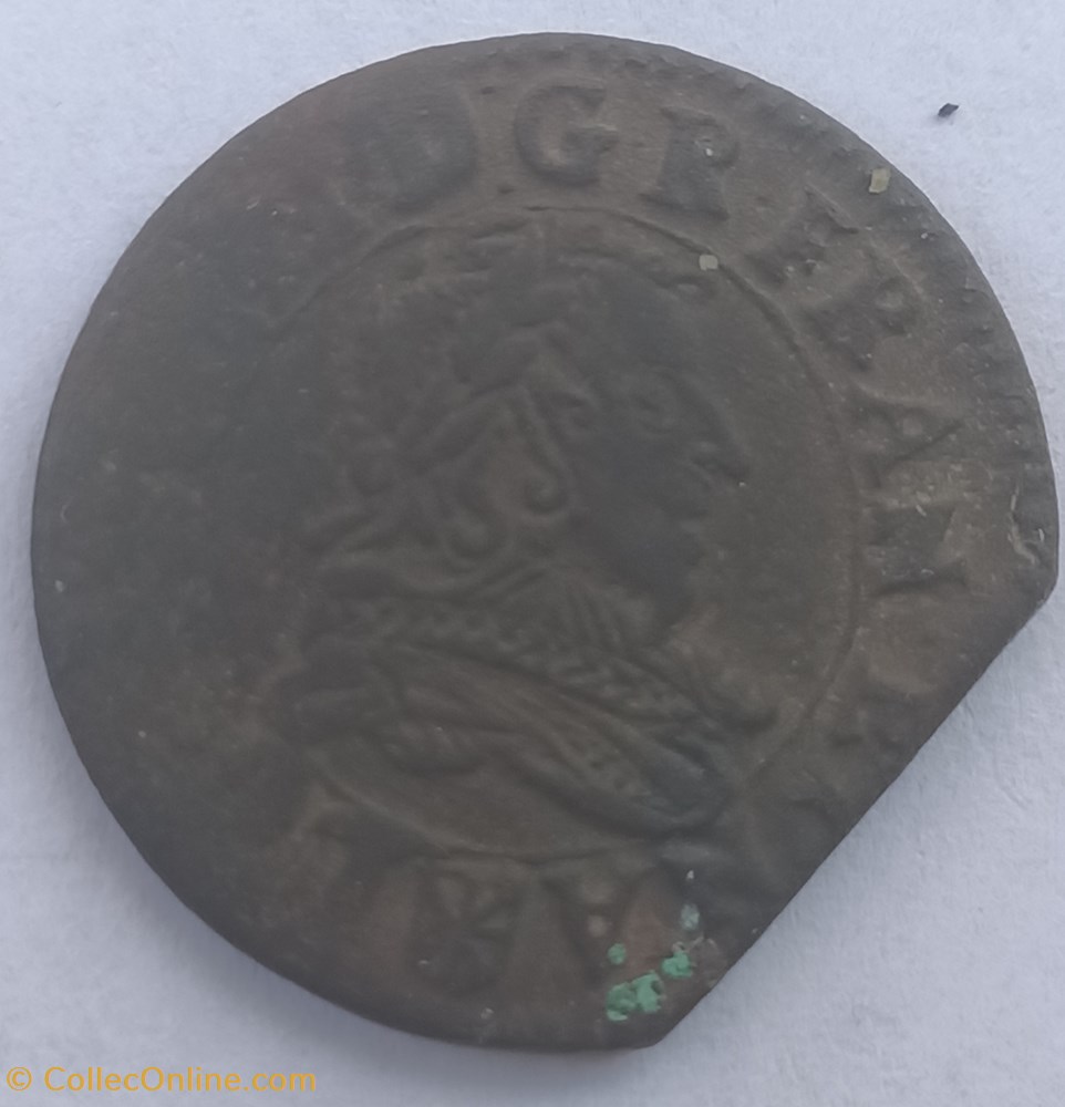 LOUIS XIII LE JUSTE Double tournois, type 1 1635 Saint-Palais monnaies france royales louis xiii le juste double tournois type 1 1635 saint palais