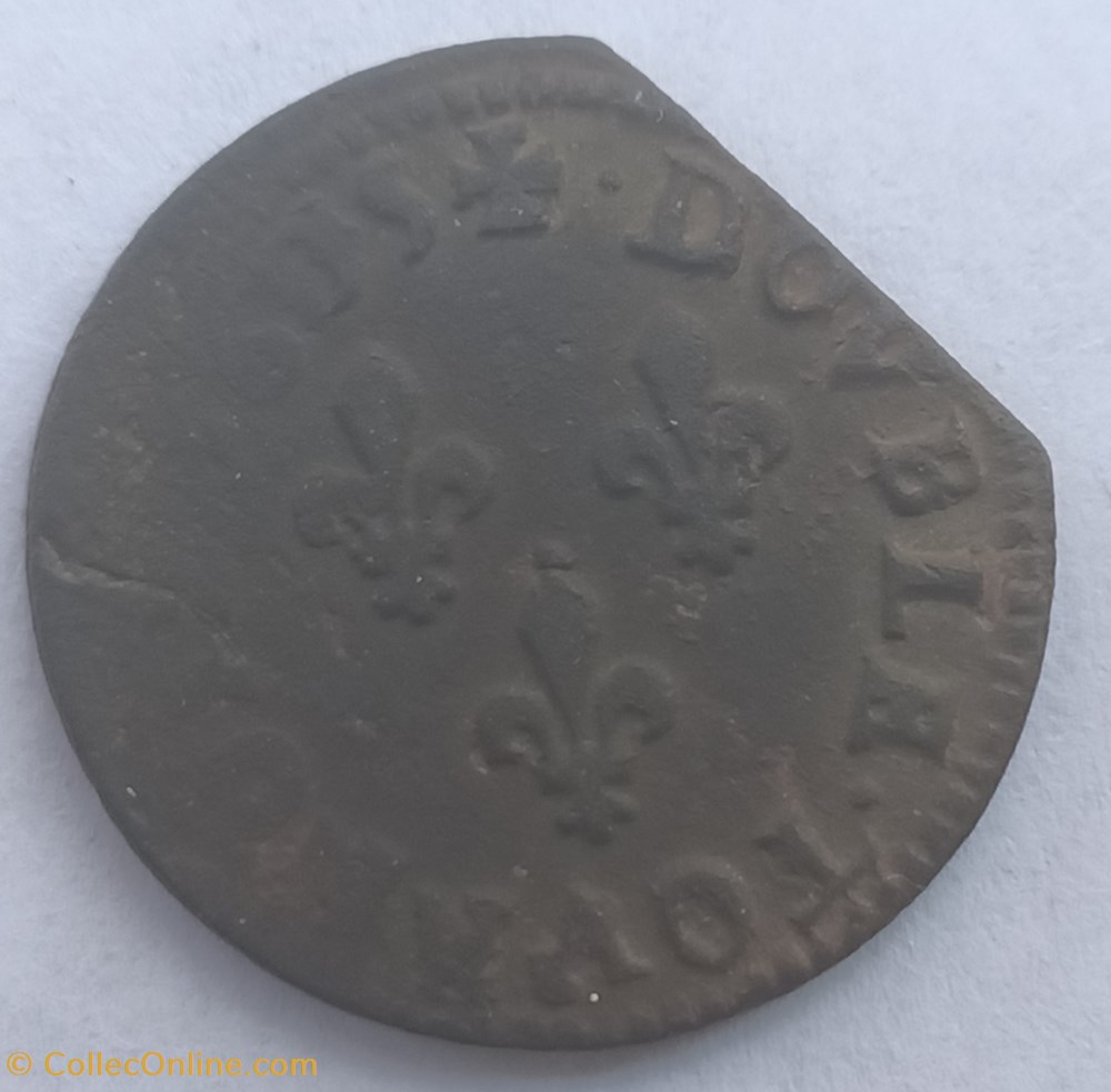 LOUIS XIII LE JUSTE Double tournois, type 1 1635 Saint-Palais monnaies france royales louis xiii le juste double tournois type 1 1635 saint palais