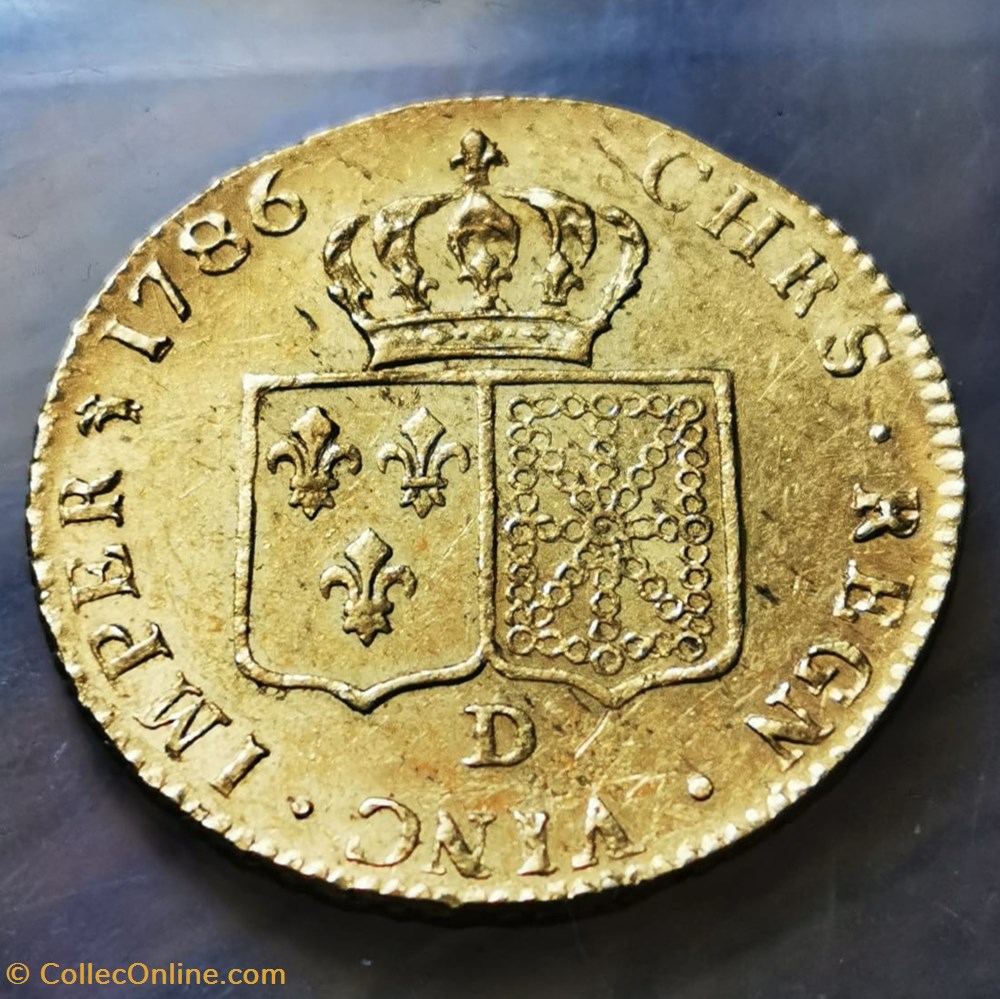 Double louis d'or - 1786 Lyon 3 monnaies europe medievale a france royales double louis or 1786 lyon