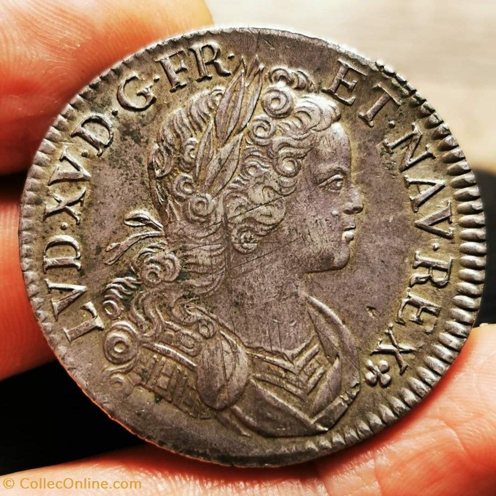 Louis XV écu de Navarre 1718 Paris monnaies france royales louis xv ecu de navarre 1718 paris