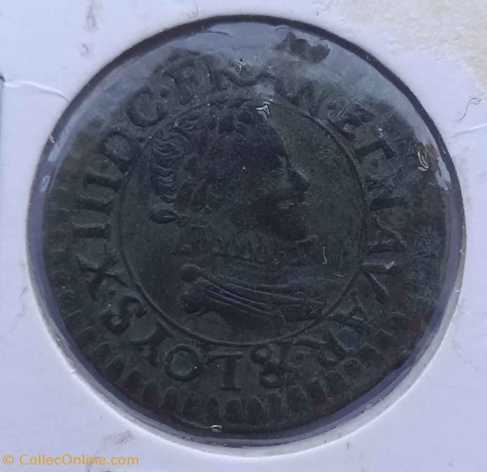 LOUIS XIII LE JUSTE Double tournois 1612 Aix-en-Provence monnaies france royales louis xiii le juste double tournois 1612 aix en provence