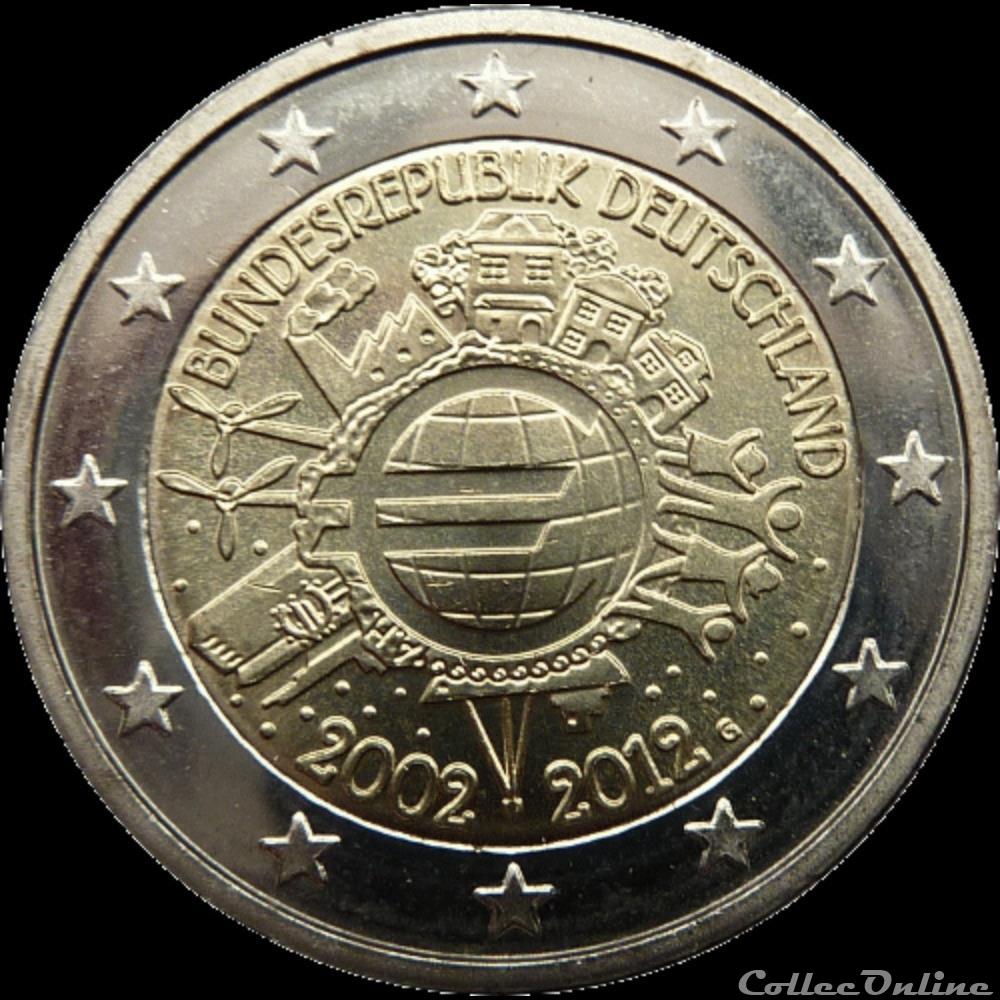 10 Ans de l'Euro Allemagne 2012 monnaie 10 ans de euro allemagne 2012