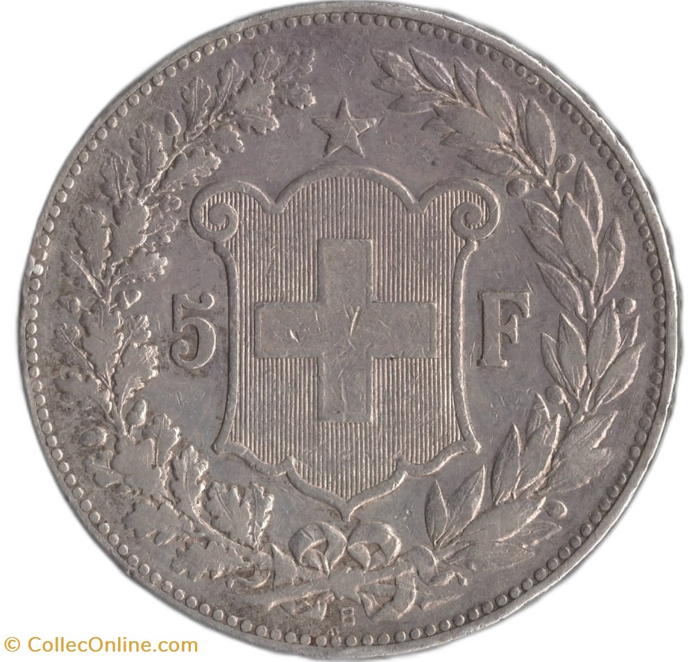 5 francs 1890 B monnaies monde suisse 5 francs 1890 b