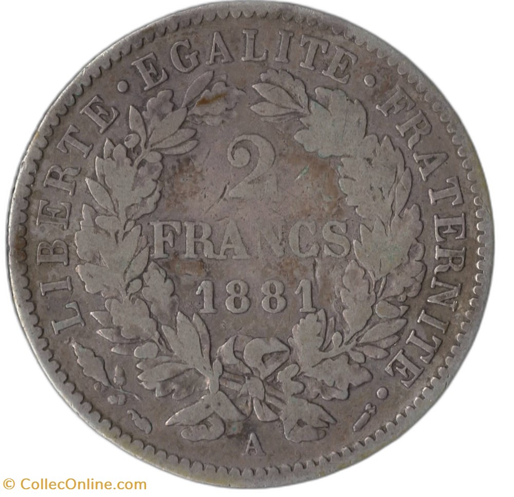 monnaies monde france 2 francs ceres 1881 a