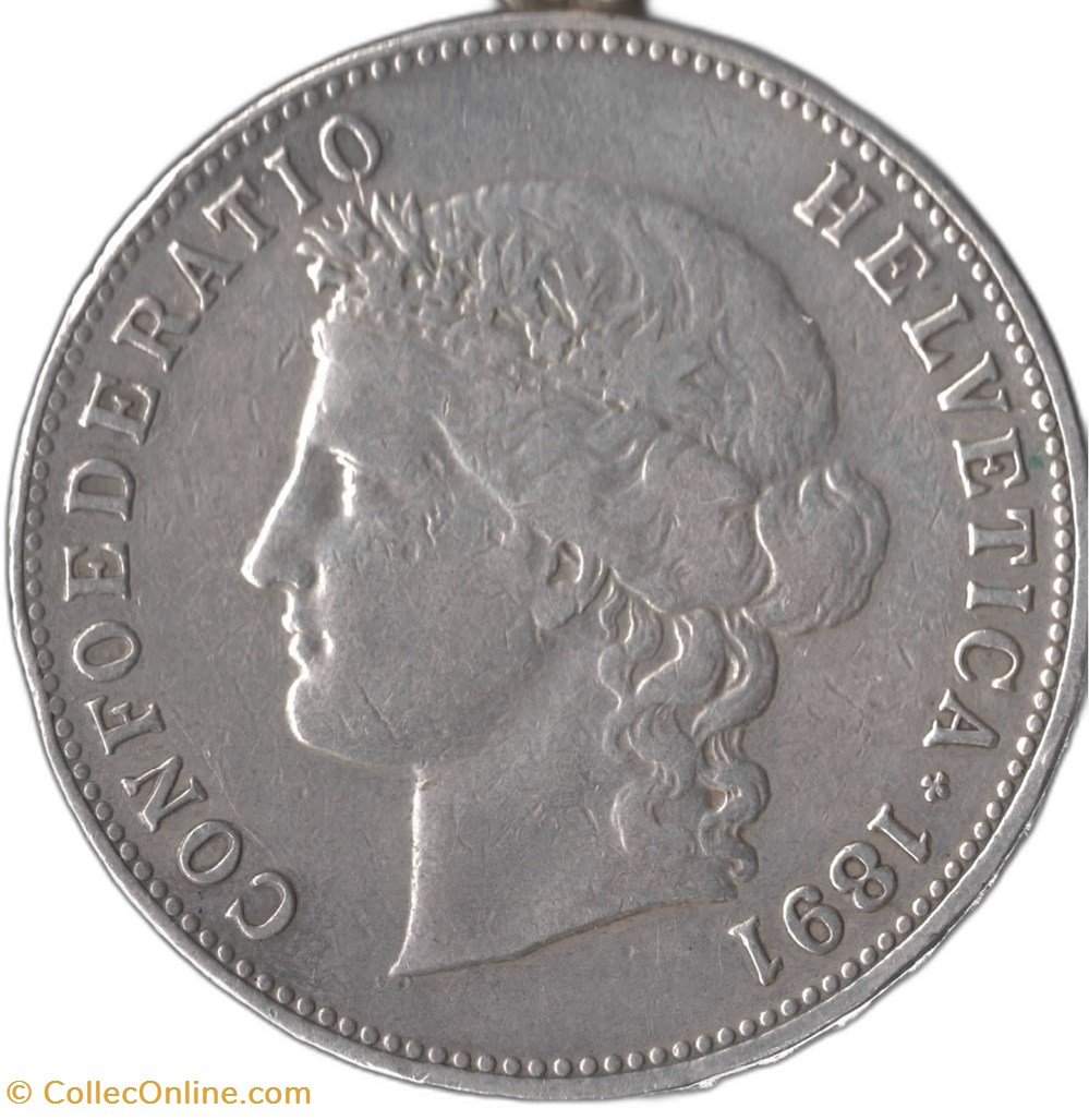 5 francs 1891 B monnaies monde suisse 5 francs 1891 b