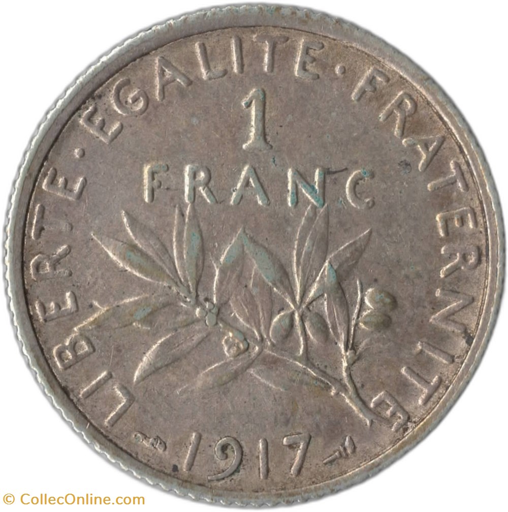1 francs Semeuse 1917 monnaies monde france 1 francs semeuse 1917