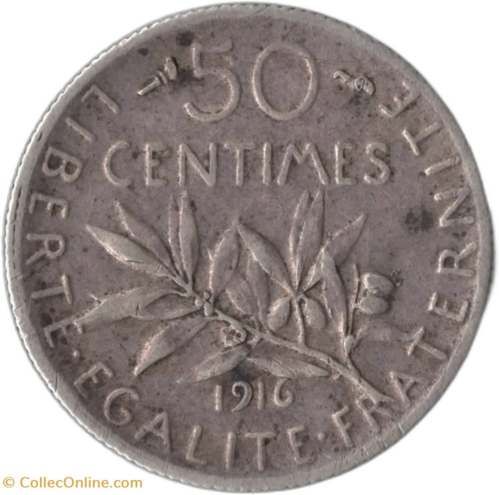 50 centimes Semeuse 1916 monnaies monde france 50 centimes semeuse 1916