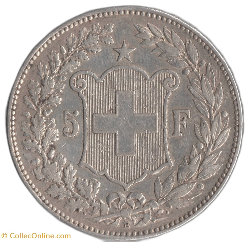 monnaies monde suisse 5 francs 1908 b