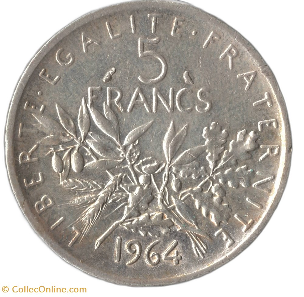 5 francs Semeuse 1964 monnaies monde france 5 francs semeuse 1964