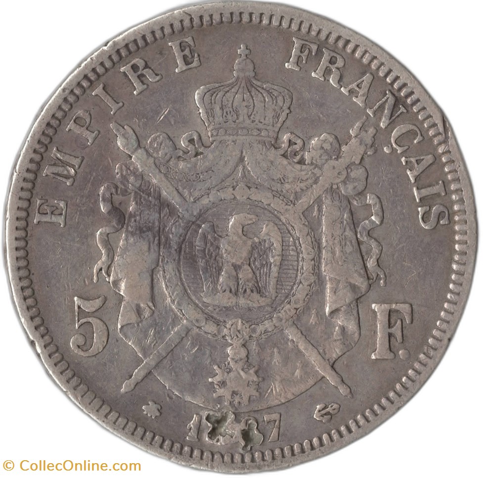 5 francs Napoléon III tête laurée 1867 A monnaies monde france 5 francs napoleon iii tete lauree 1867 a