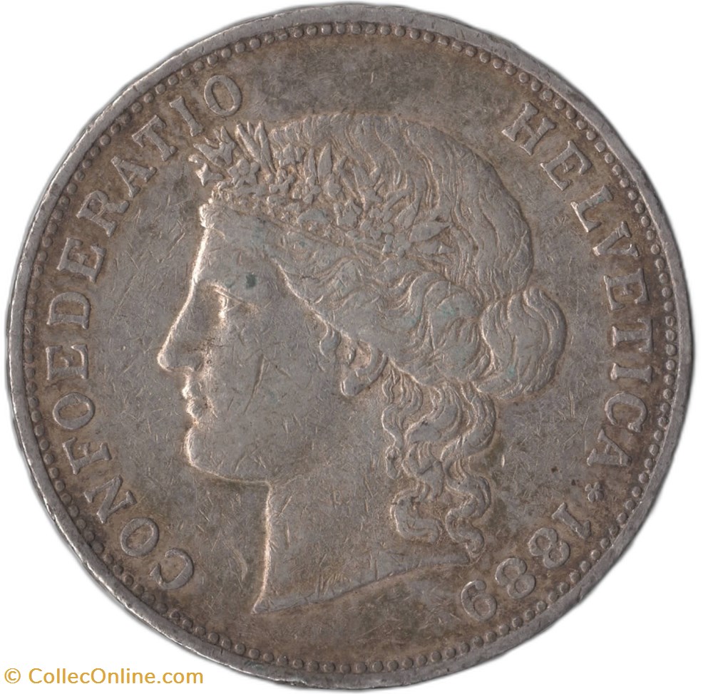 5 francs 1889 B monnaies monde suisse 5 francs 1889 b