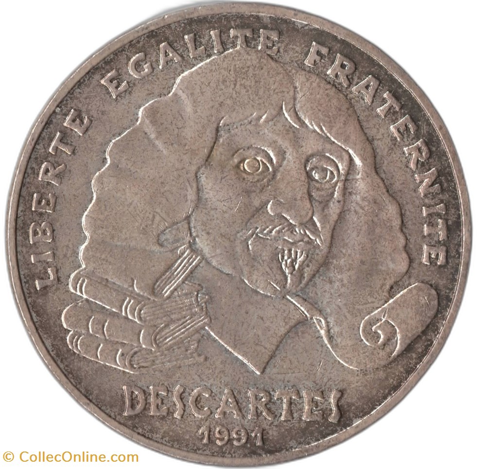100 francs Descartes 1991 monnaies monde france 100 francs descartes 1991