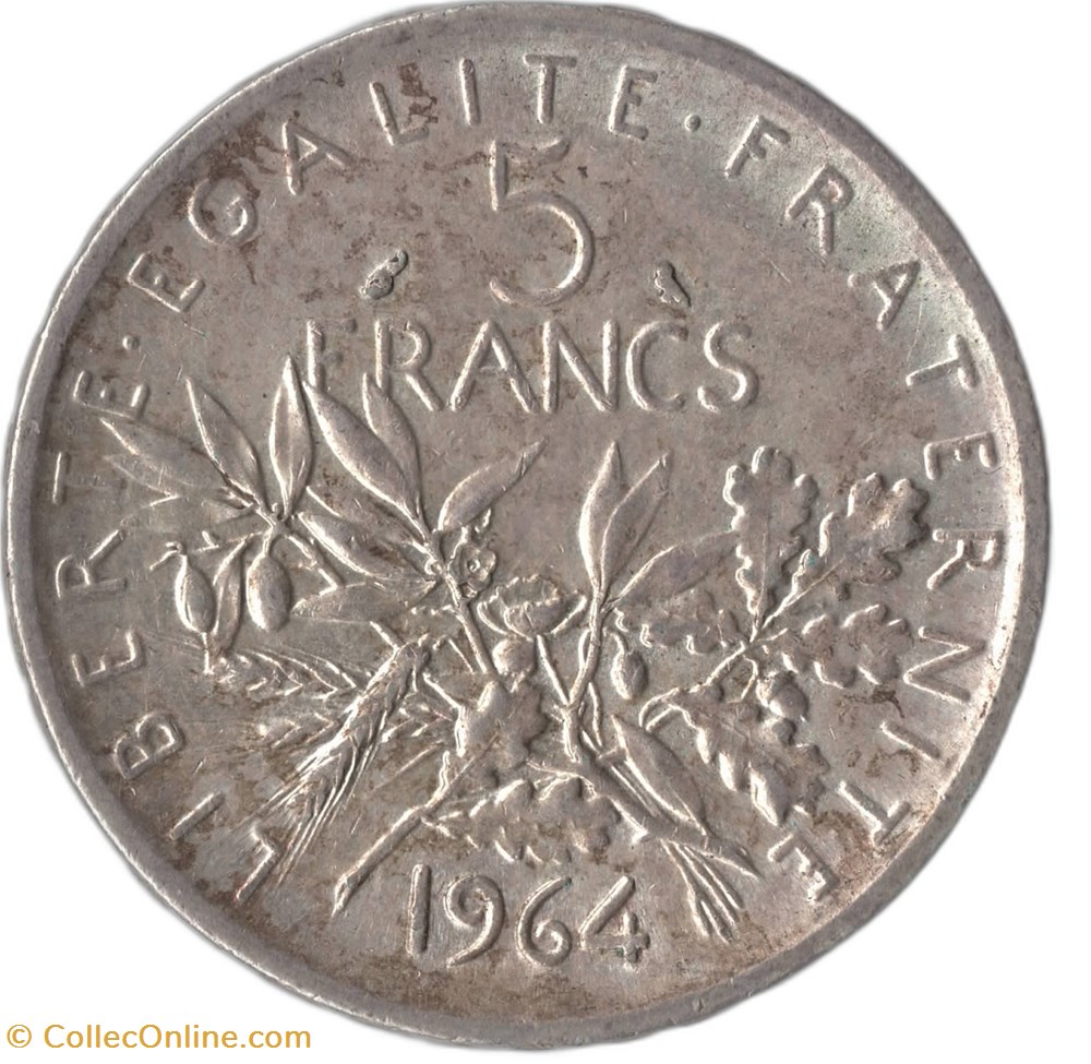 5 francs Semeuse 1964 monnaies monde france 5 francs semeuse 1964