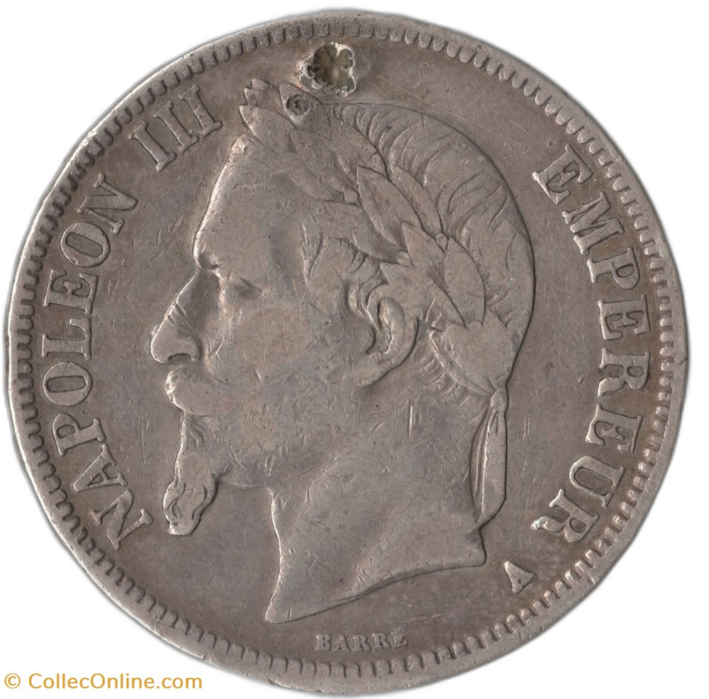 5 francs Napoléon III tête laurée 1867 A monnaies monde france 5 francs napoleon iii tete lauree 1867 a