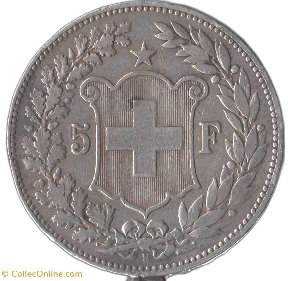 5 francs 1891 B monnaies monde suisse 5 francs 1891 b