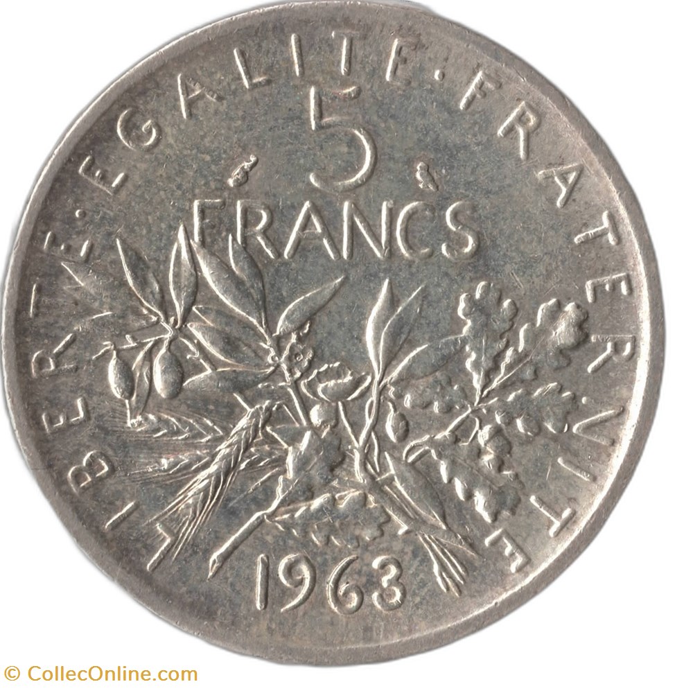 5 francs Semeuse 1963 monnaies monde france 5 francs semeuse 1963