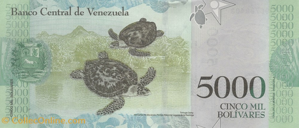 5.000 bolivars billets amerique du sud venezuela 5 000 bolivars