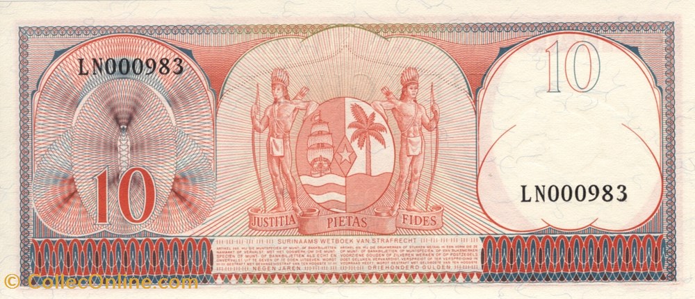 10 gulden billets amerique du sud suriname 10 gulden