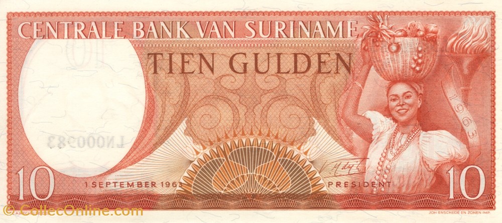 10 gulden billets amerique du sud suriname 10 gulden