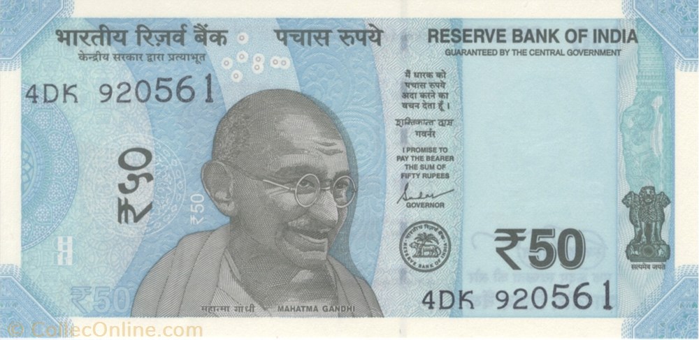 50 roupies billets asie inde 50 roupies