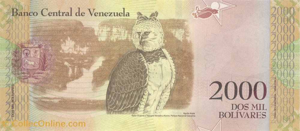 billets amerique du sud venezuela 2 000 bolivars
