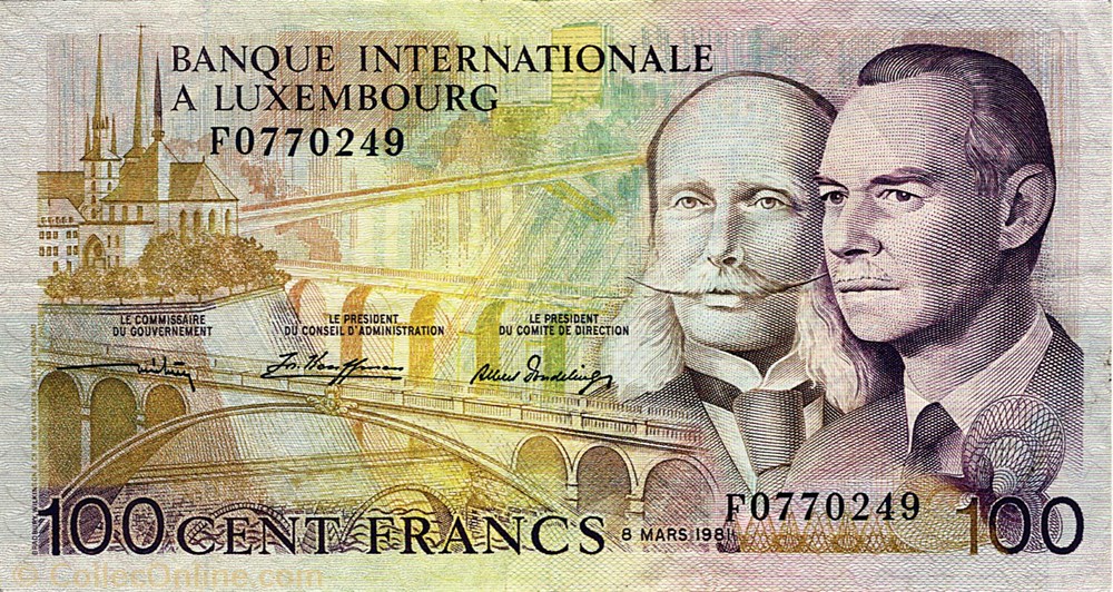 100 francs billets europe luxembourg 100 francs