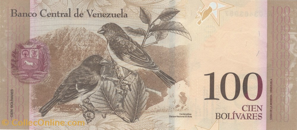 billets amerique du sud venezuela 100 bolivars