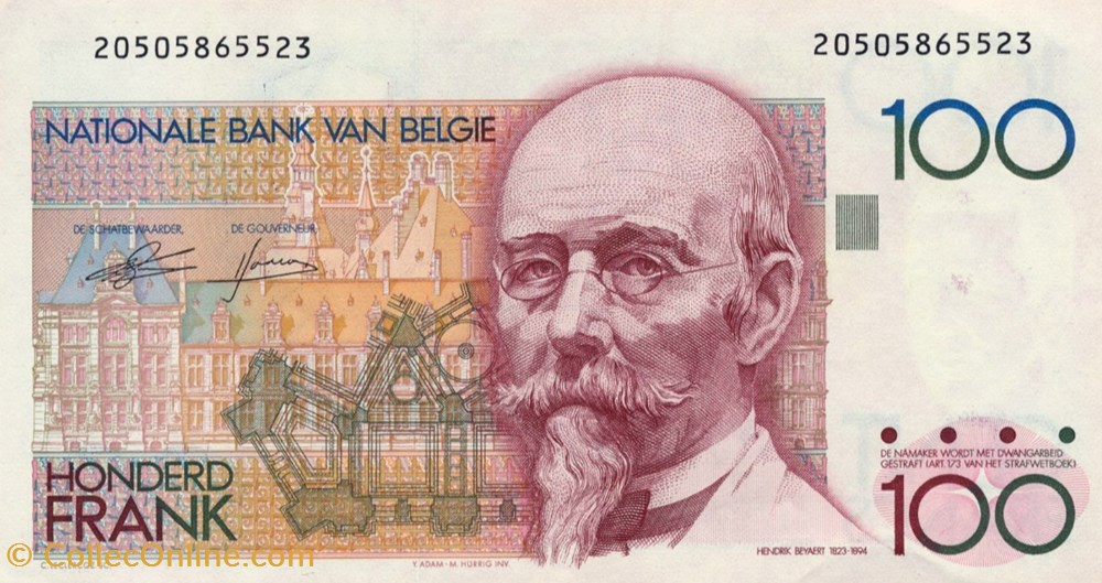 100 francs billets europe belgique 100 francs