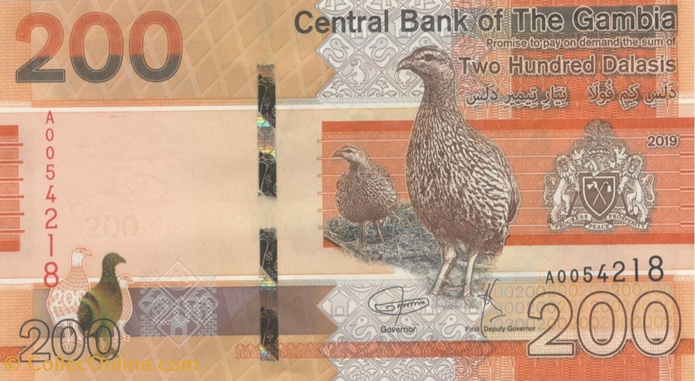 200 dalasis billets afrique gambie 200 dalasis